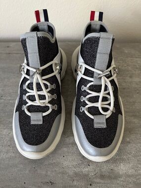 Moncler Black, Silver & White Thelma Sneakers Trainers Size 38